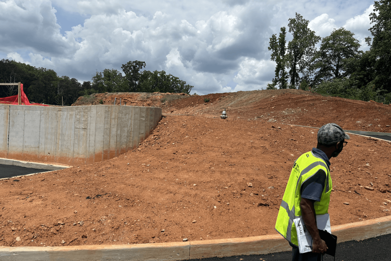 Engineer monitoring construction progress.