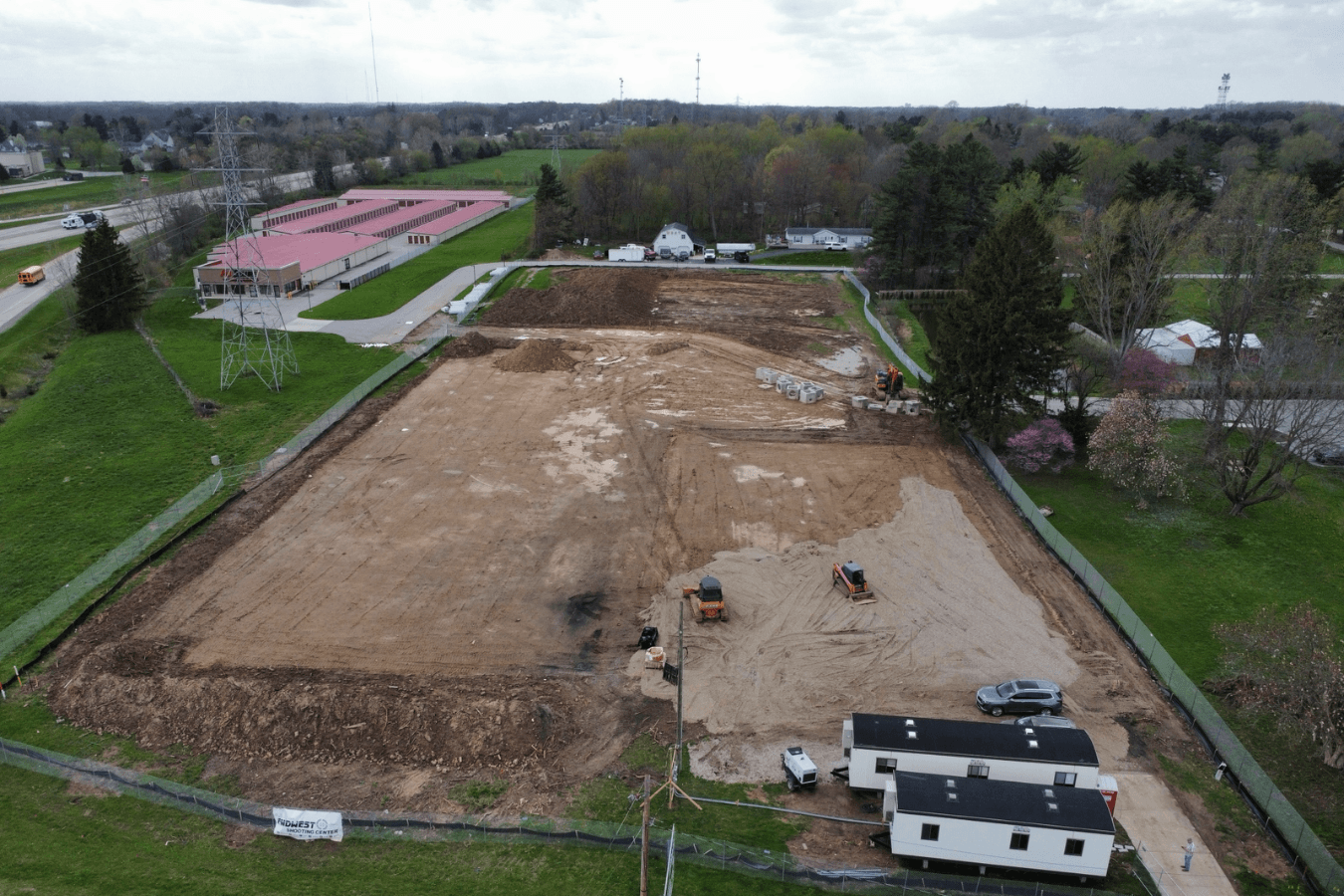 Drone view of the development's construction site.