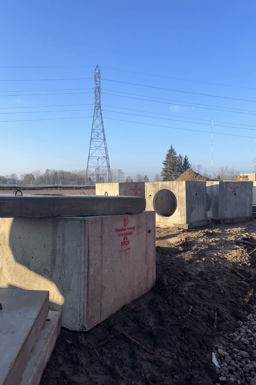 Concrete drainage infrastructure before construction.