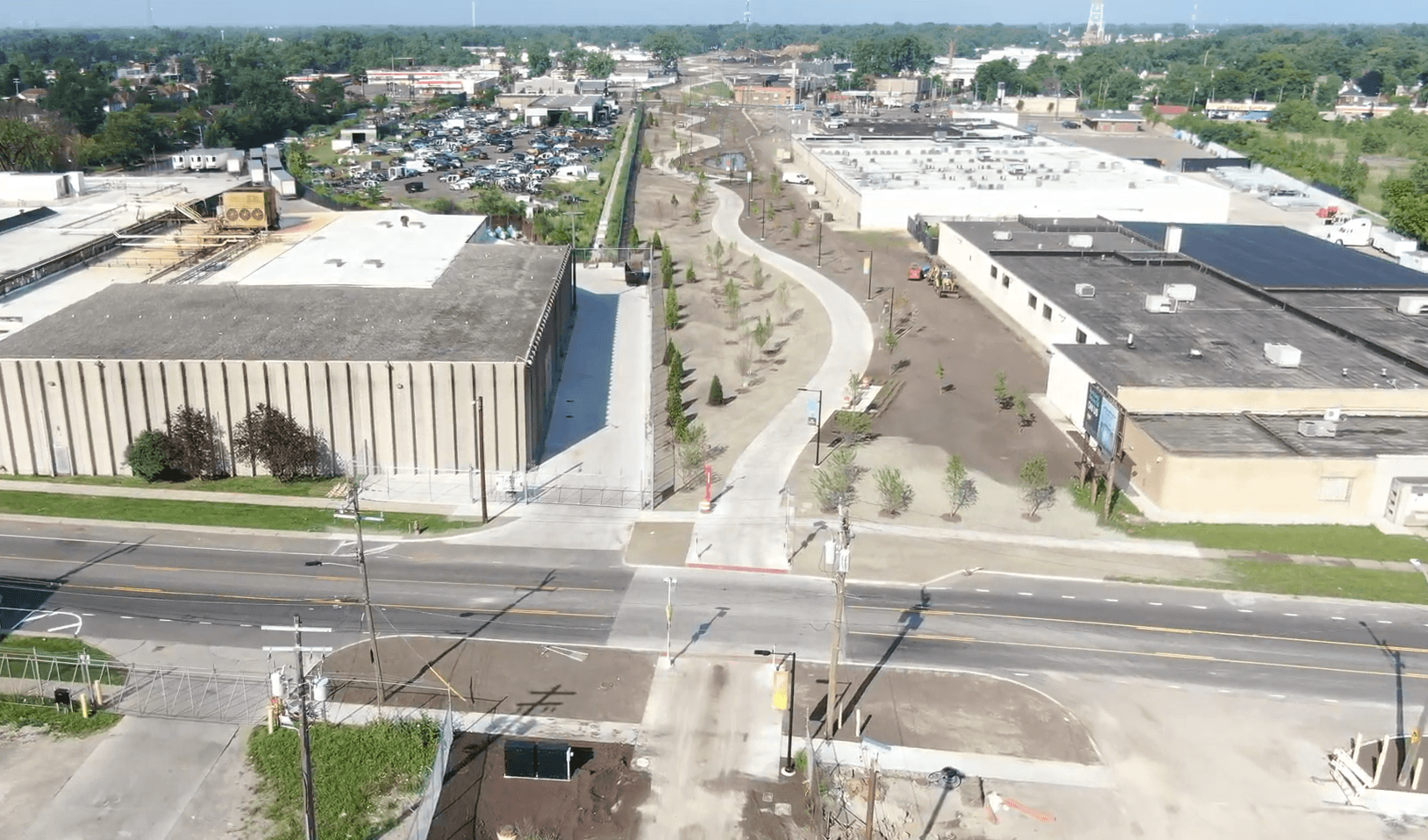 Drone footage of Joe Louis Greenway project.