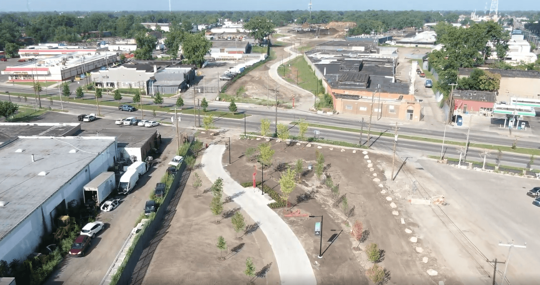 Drone view construction update.